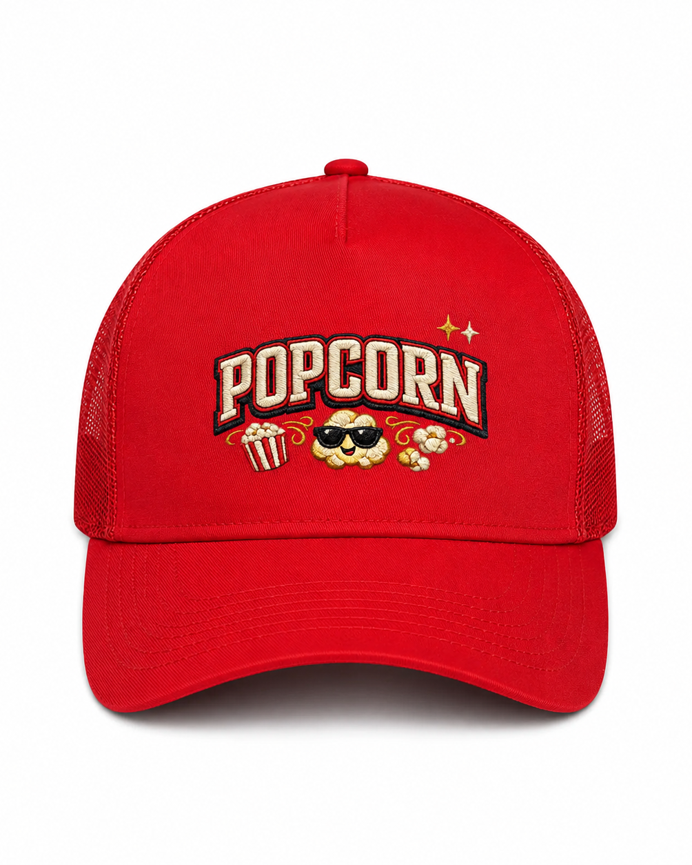 Popcorn Embroidery Trucker Cap