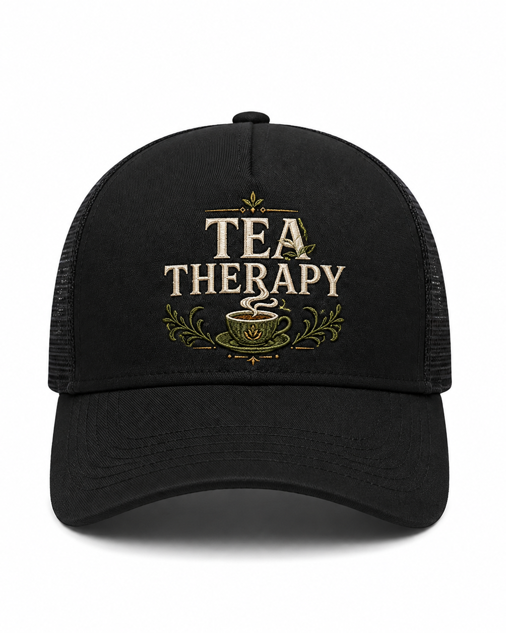 Tea Therapy Embroidery Trucker Cap