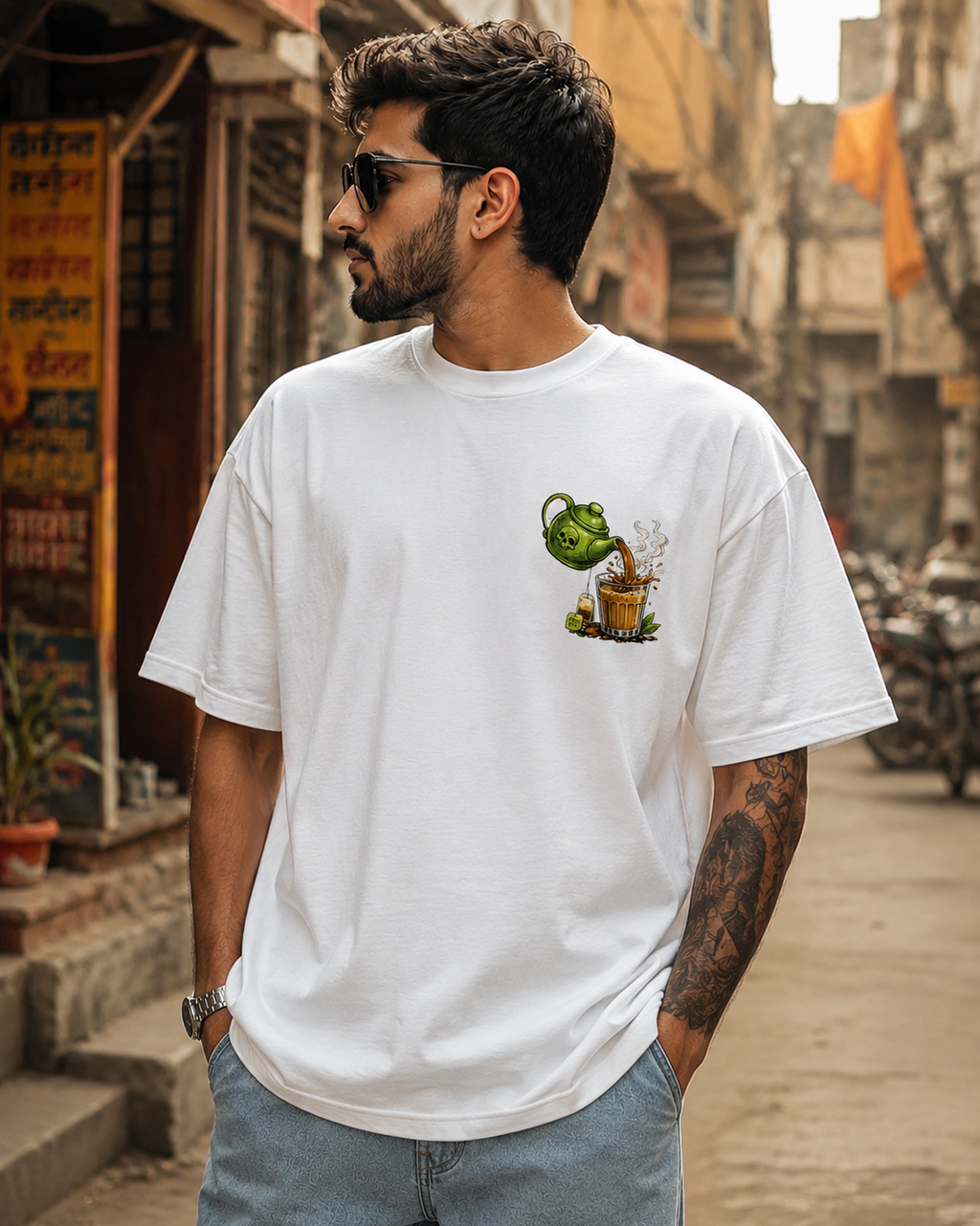 White frontside tshirt model