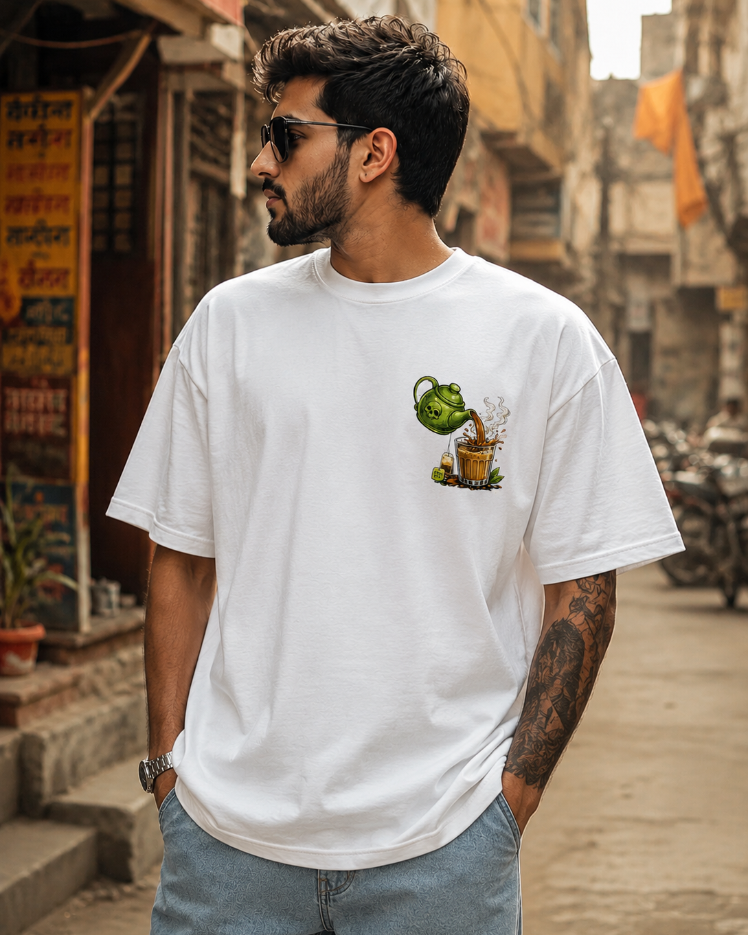 White frontside tshirt model